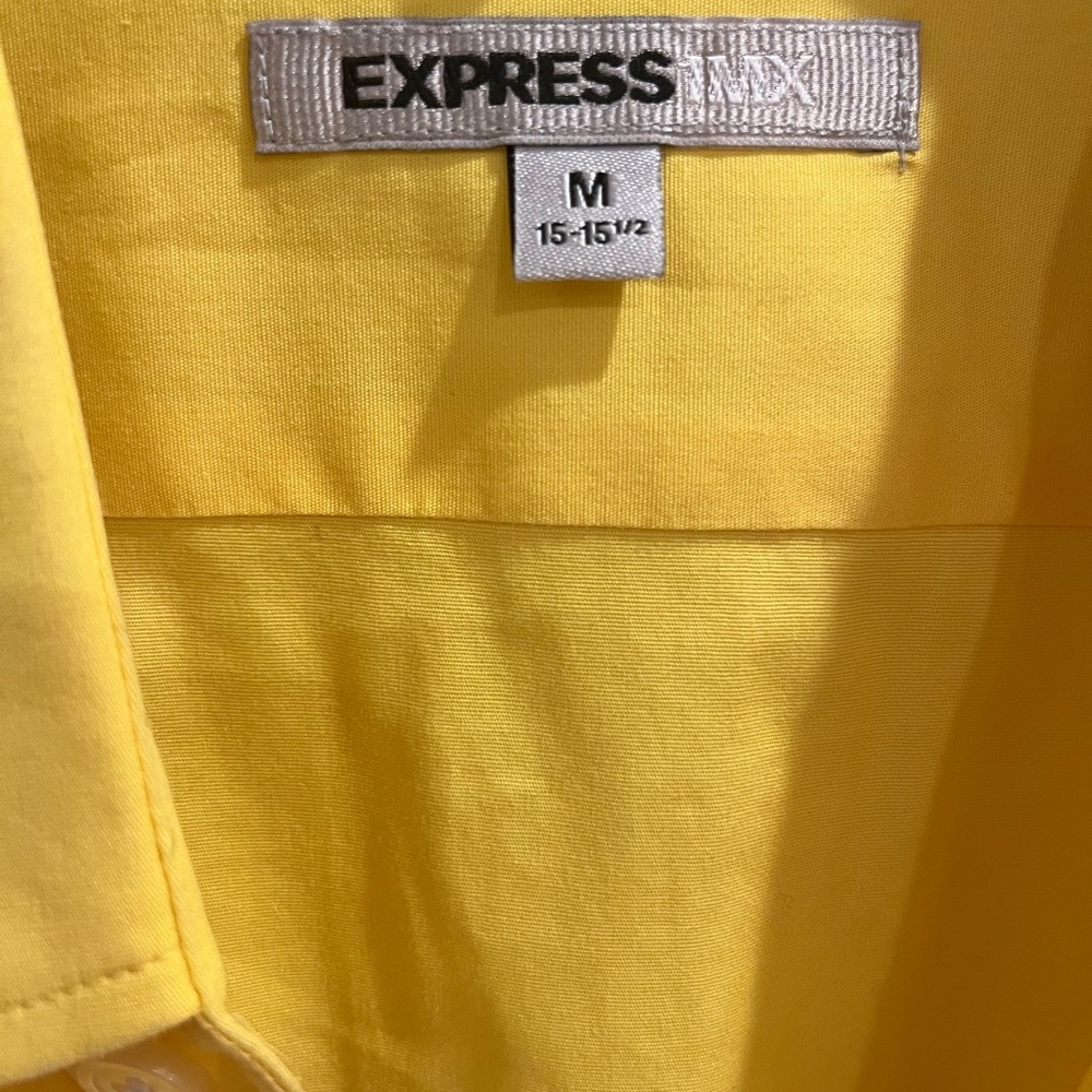 Express Yellow Casual Button Down Shirt - Picture 2 of 3